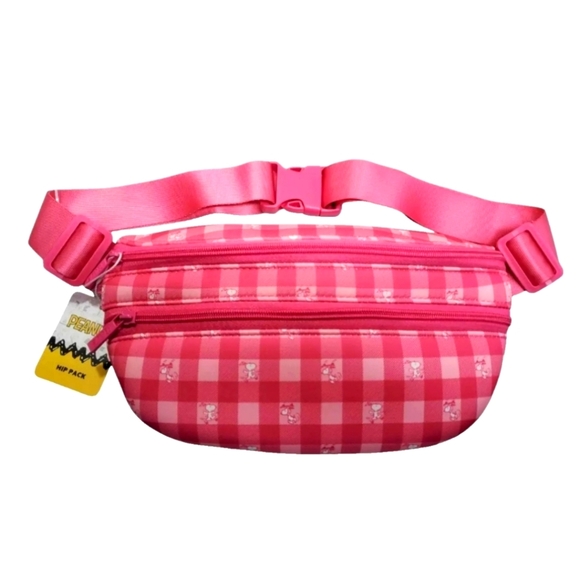 Peanuts Handbags - Peanuts Snoopy Tag Along Waist Hip Bag Pack Pink Gingham Nwt